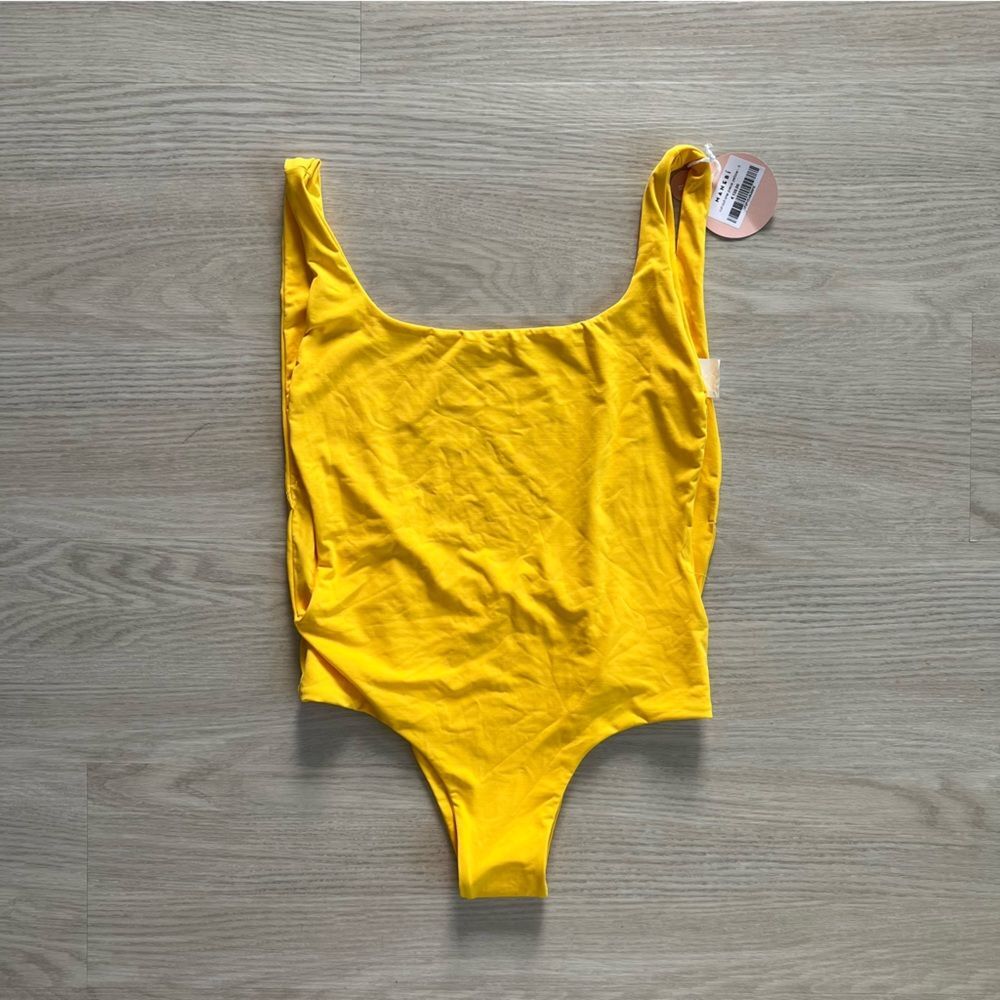 NWT Manebi Cut-out One Piece Yellow Swimsuit Bathing Suit Size M